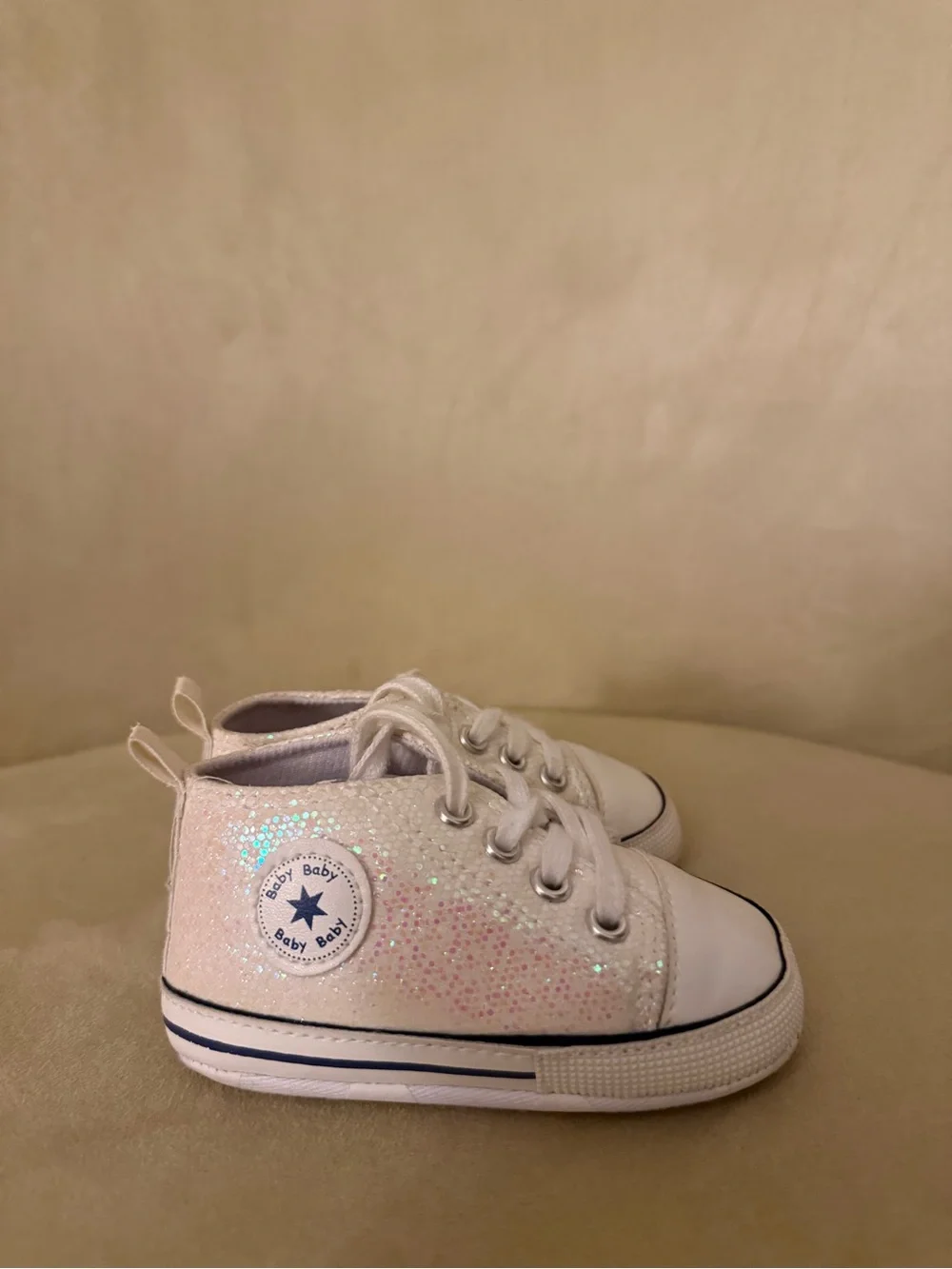 Baby Baby Sparkle mid-Top Walker Sneakers in White